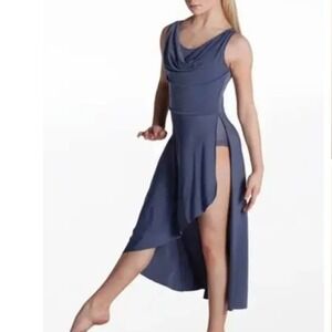 Weissman Studio Slate Blue Draped Lyrical Dress Dance Costume style 13754
